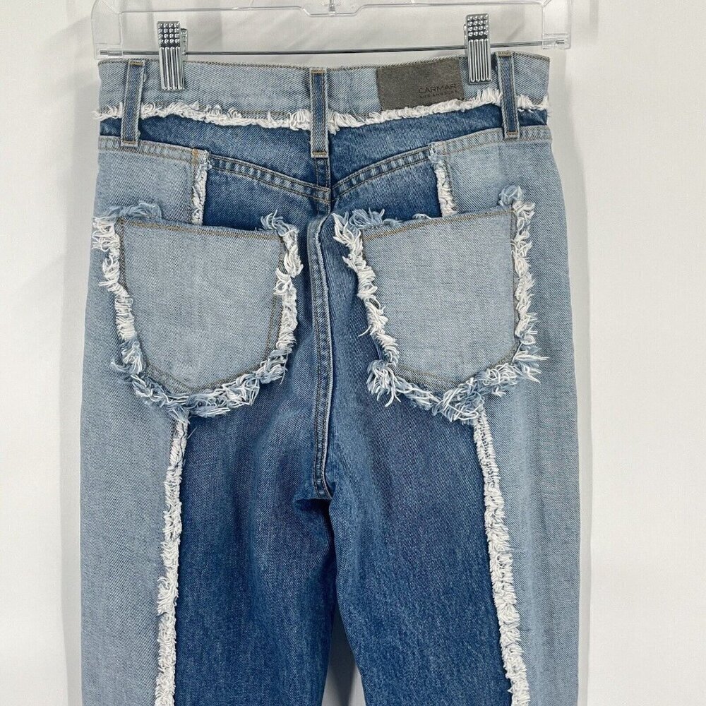 Carmar Straight Leg High Rise Patchwork Jeans Retro Grunge Distressed Sz 25 - Picture 5 of 7